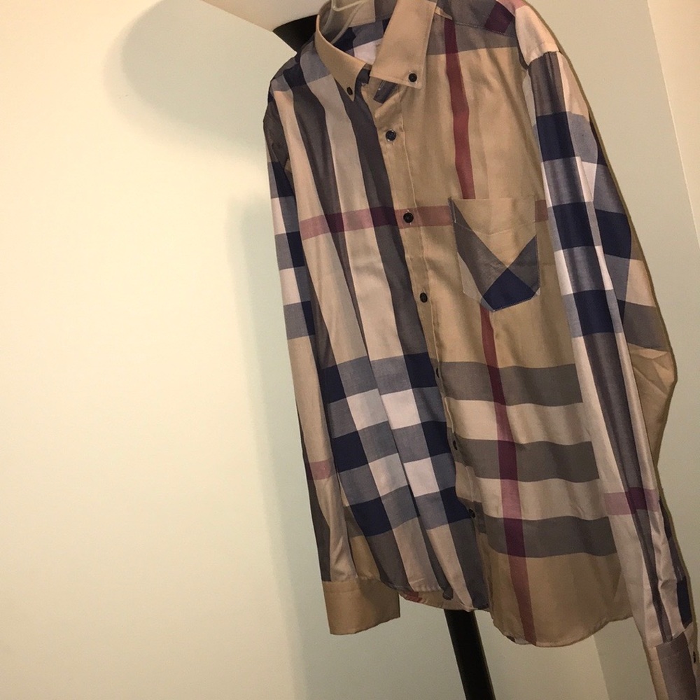 Burberry check stretch shirt (camel)